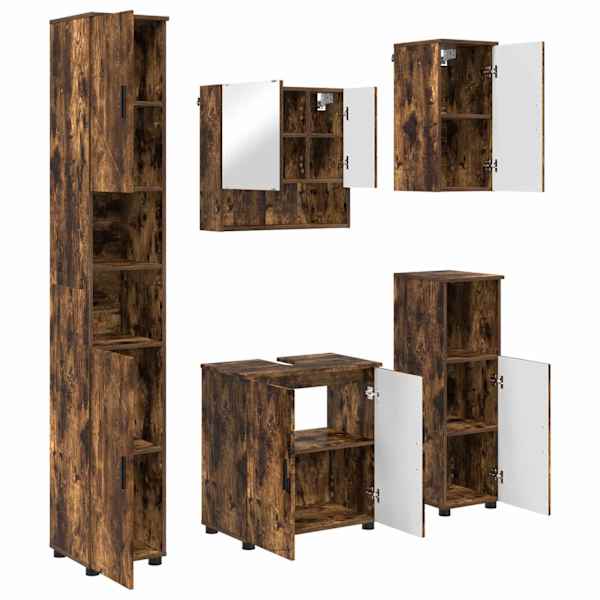 Vannitoa mööbleset 5 tk Suitsutatud tamm 61 × 35 × 64 cm