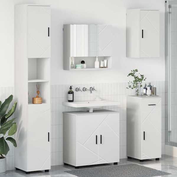 Vannitoa mööbleset 5 tk Valge 61 × 35 × 64 cm Tehispuit, Metall