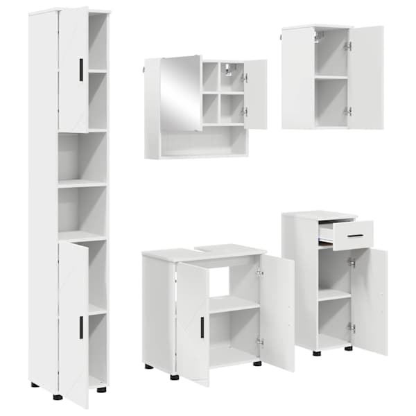 Vannitoa mööbleset 5 tk Valge 61 × 35 × 64 cm Tehispuit, Metall