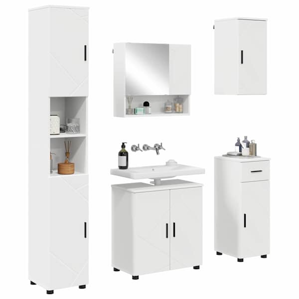 Vannitoa mööbleset 5 tk Valge 61 × 35 × 64 cm Tehispuit, Metall