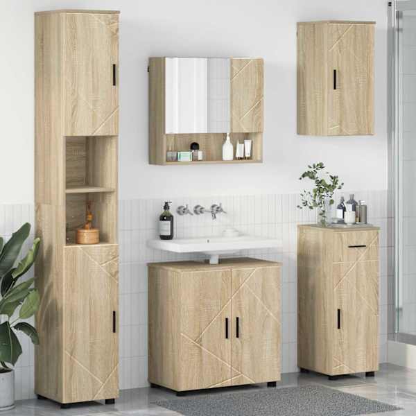 Vannitoa mööbleset 5 tk Sonoma tamm 61 × 35 × 64 cm