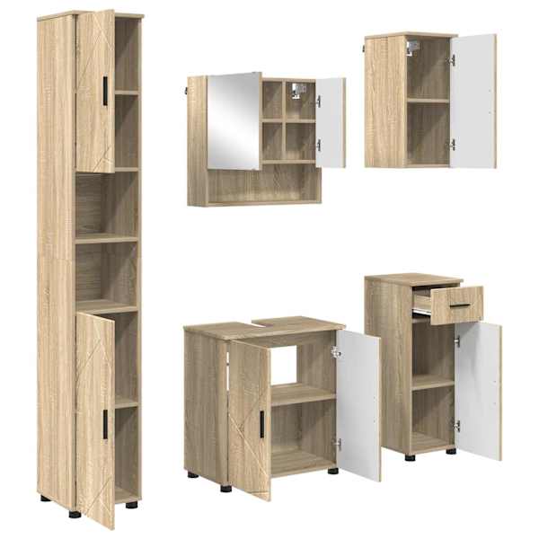 Vannitoa mööbleset 5 tk Sonoma tamm 61 × 35 × 64 cm