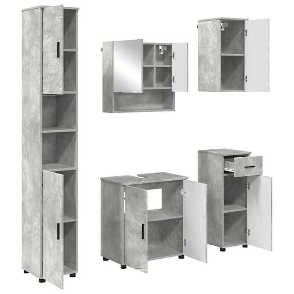 Vannitoa mööbleset 5 tk Betoonhall 61 × 35 × 64 cm