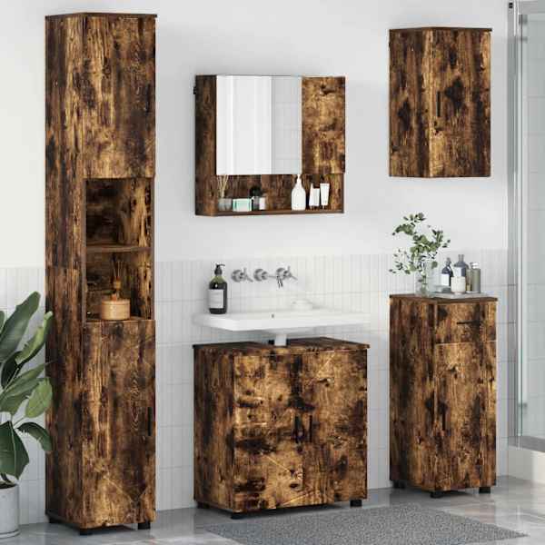 Vannitoa mööbleset 5 tk Suitsutatud tamm 61 × 35 × 64 cm