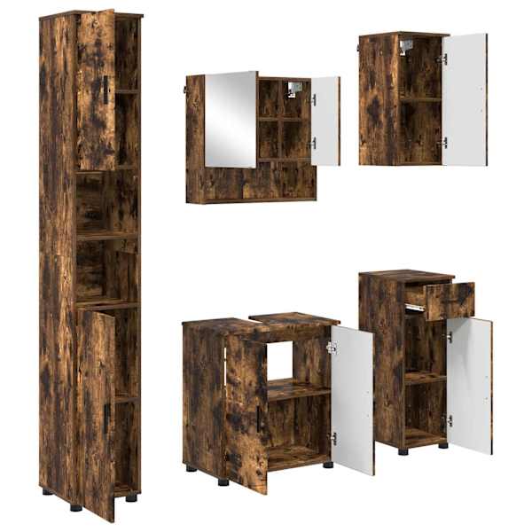 Vannitoa mööbleset 5 tk Suitsutatud tamm 61 × 35 × 64 cm