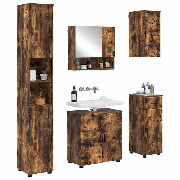 Vannitoa mööbleset 5 tk Suitsutatud tamm 61 × 35 × 64 cm