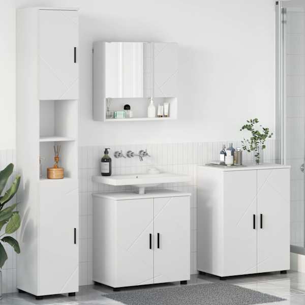 Vannitoa mööbleset 4 tk Valge 61 × 35 × 64 cm Tehispuit, Metall