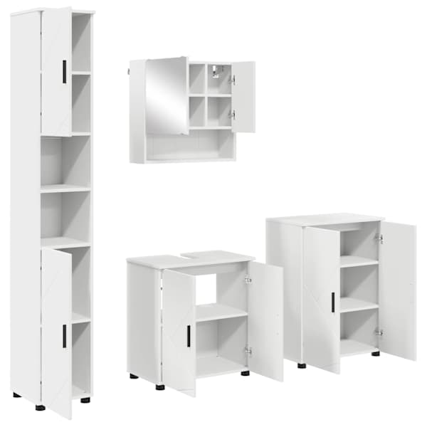Vannitoa mööbleset 4 tk Valge 61 × 35 × 64 cm Tehispuit, Metall