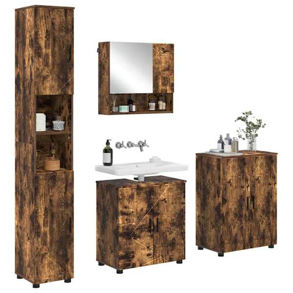 Vannitoa mööbleset 4 tk Suitsetatud tamm 61 × 35 × 64 cm