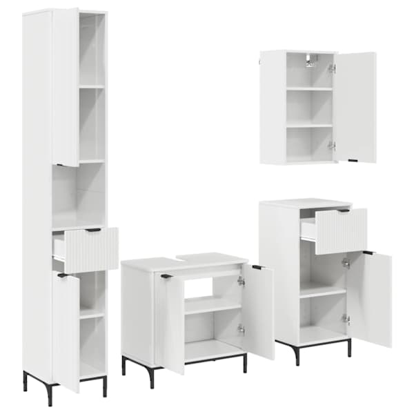 Vannitoa mööbleset sahtliga ladustamisega Kergelt läikiv valge