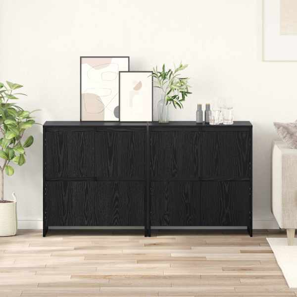 Kappide külgedel 2 tk Must tamm 70 × 41 × 75 cm Tehispuit