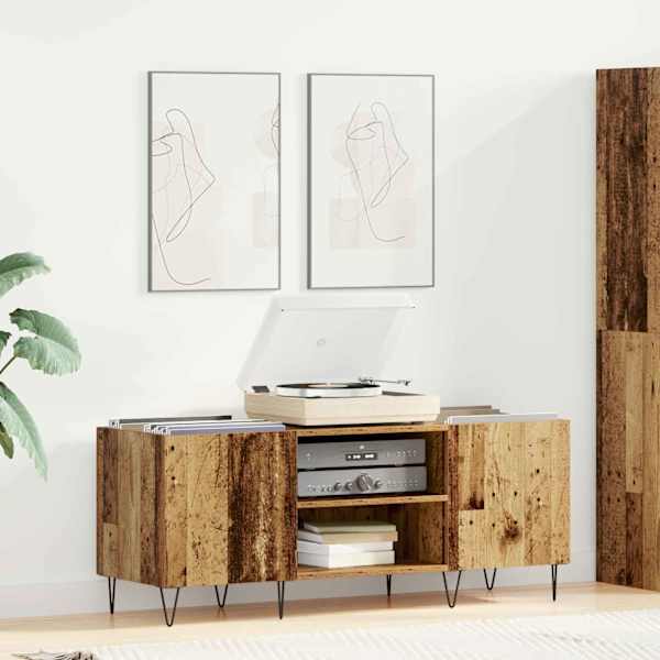 Plaadikapp riiuliga ladustamisega Vana puit 121 × 38 × 48 cm