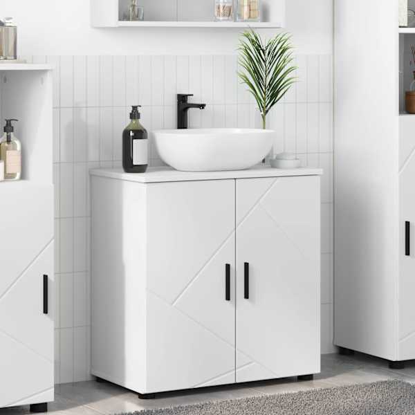 Vannitoa kapp Valge 61 × 35 × 64 cm Tehispuit, Metall