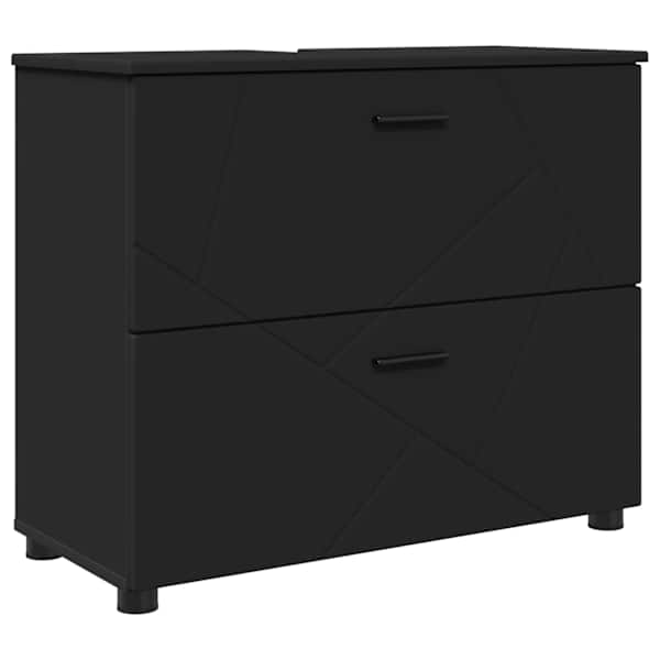 Vannitoa kapp uksega Must 76,5 × 35 × 64 cm Tehispuit & Metall