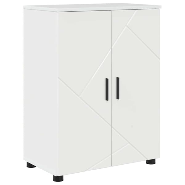 Vannitoa kapp uksega Kergelt läikiv valge 60 × 35 × 80 cm