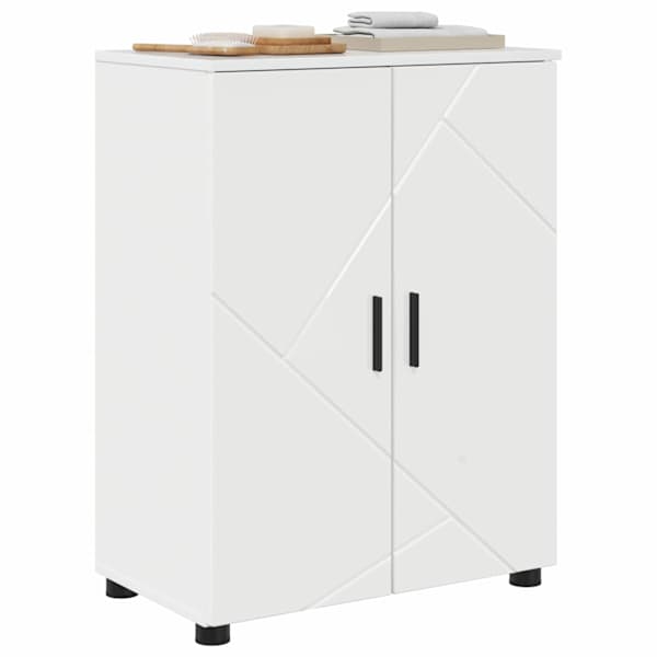 Vannitoa kapp uksega Kergelt läikiv valge 60 × 35 × 80 cm