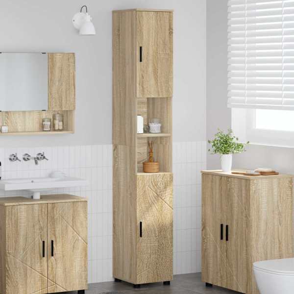 Vannitoa kapp Sonoma tamm 30 × 35 × 192 cm Tehispuit & Metall