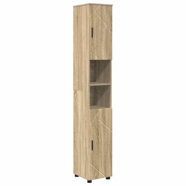 Vannitoa kapp Sonoma tamm 30 × 35 × 192 cm Tehispuit & Metall