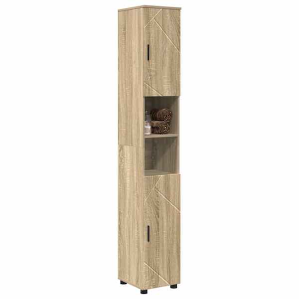 Vannitoa kapp Sonoma tamm 30 × 35 × 192 cm Tehispuit & Metall
