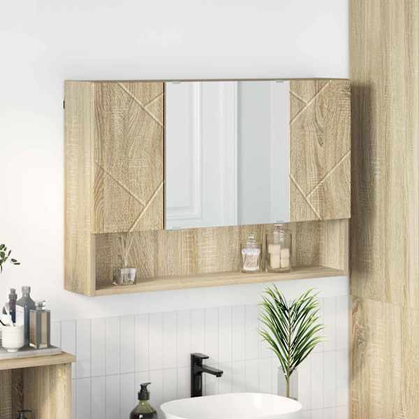 Peeglikapp ladustamisega Sonoma tamm 80 × 17 × 55 cm Tehispuit