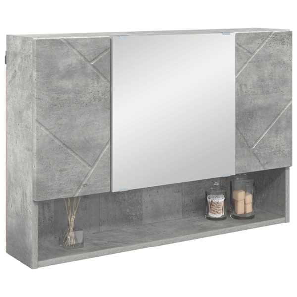 Peeglikapp ladustamisega Betoonhall 80 × 17 × 55 cm Tehispuit