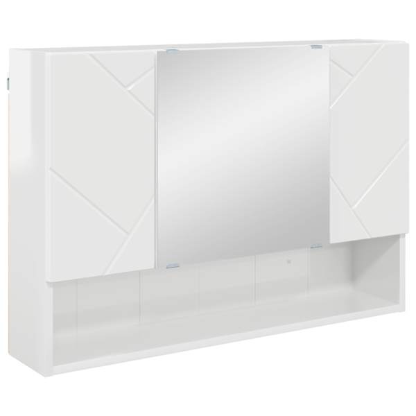 Peeglikapp Kergelt läikiv valge 80 × 17 × 55 cm Tehispuit