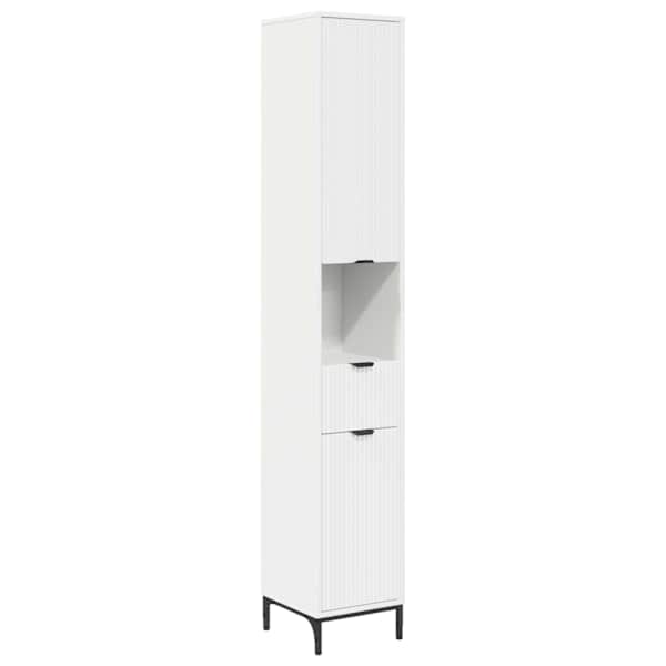 Vannitoa kapp Valge 31,5 × 33 × 190 cm Tehispuit, Metall