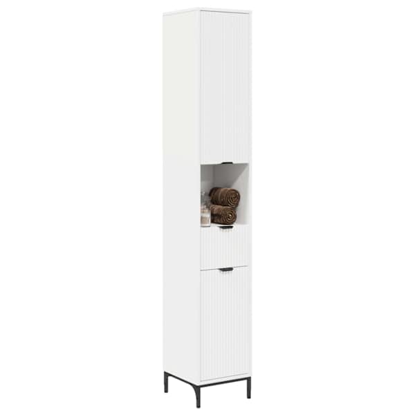 Vannitoa kapp Valge 31,5 × 33 × 190 cm Tehispuit, Metall