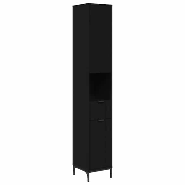Vannitoa kapp Must 31,5 × 33 × 190 cm Tehispuit, Metall