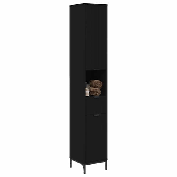 Vannitoa kapp Must 31,5 × 33 × 190 cm Tehispuit, Metall