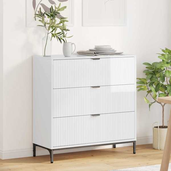 Kõide Kergelt läikiv valge 79,5 × 33 × 82 cm Tehispuit