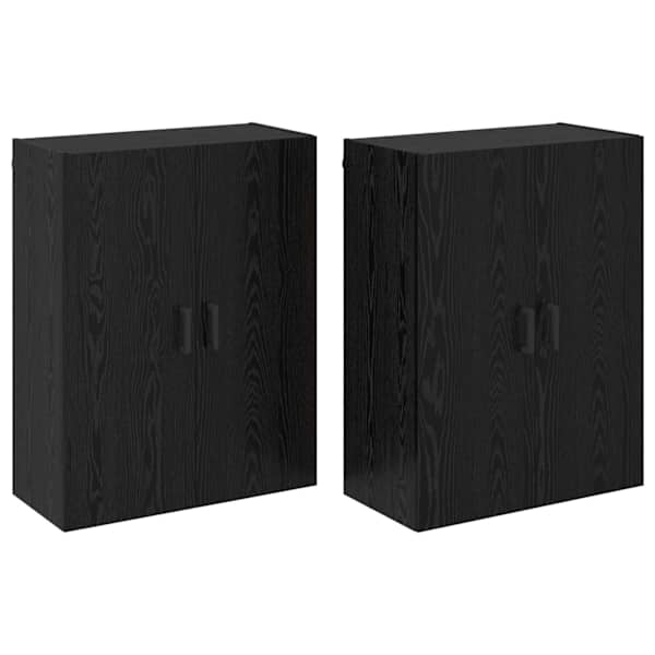 Seinale kinnitatav kapp 2 tk Must tamm 69,5 × 34 × 90 cm