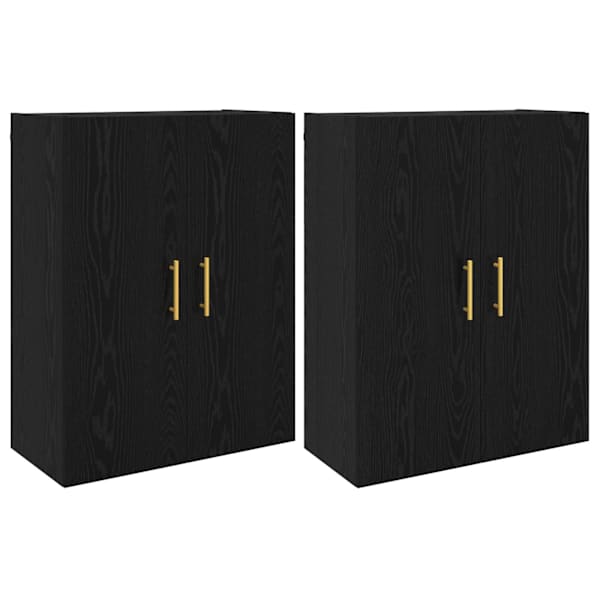 Seinale kinnitatav kapp 2 tk Must tamm 69,5 × 34 × 90 cm