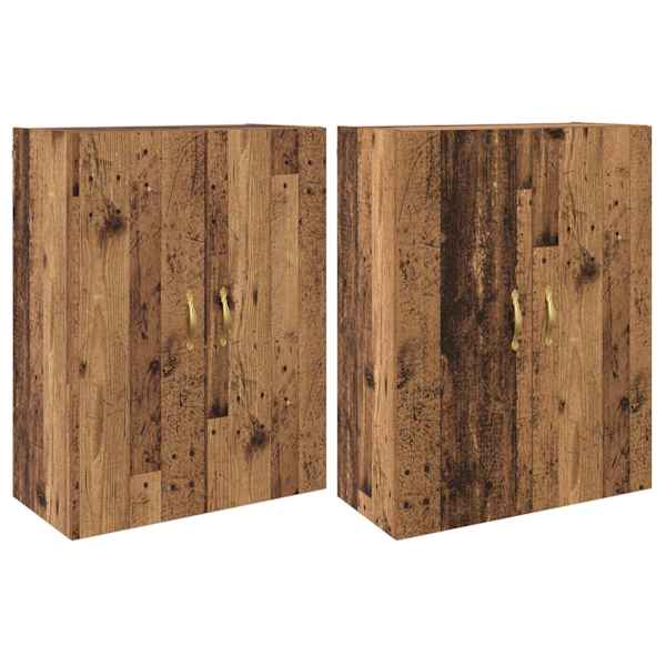 Seinale kinnitatav kapp 2 tk Vana puit 69,5 × 34 × 90 cm