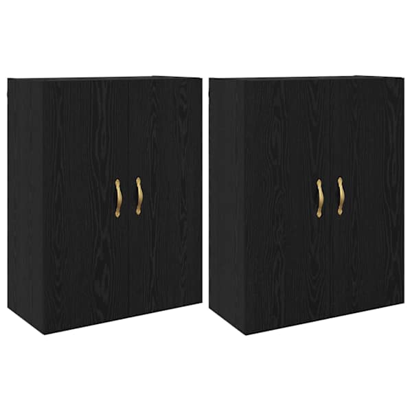 Seinale kinnitatav kapp 2 tk Must tamm 69,5 × 34 × 90 cm