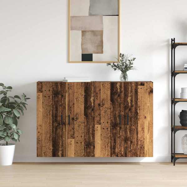 Seinale kinnitatav kapp 2 tk Vana puit 69,5 × 34 × 90 cm