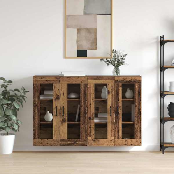 Seinale kinnitatud kapid 2 tk Vana puit 69,5 × 34 × 90 cm