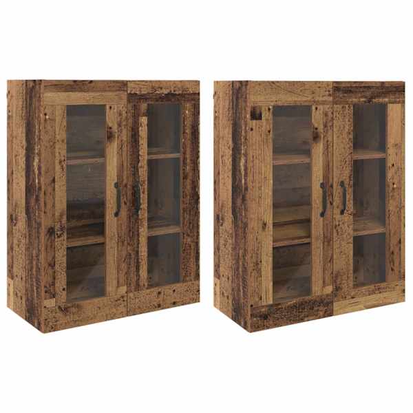 Seinale kinnitatud kapid 2 tk Vana puit 69,5 × 34 × 90 cm