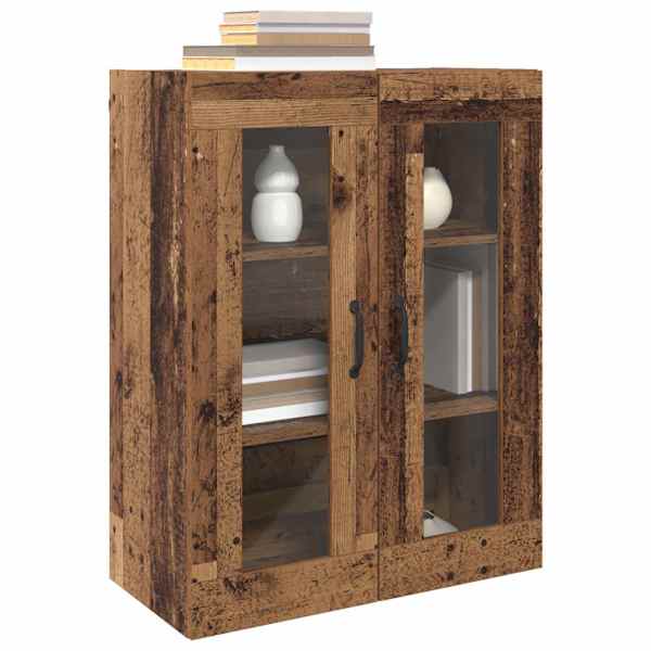 Seinale kinnitatud kapid 2 tk Vana puit 69,5 × 34 × 90 cm