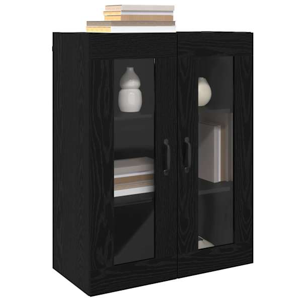 Seinale kinnitatud kapid 2 tk Must tamm 69,5 × 34 × 90 cm