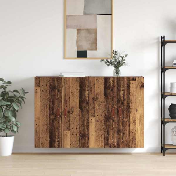 Seinale kinnitatav kapp 2 tk Vana puit 69,5 × 34 × 90 cm