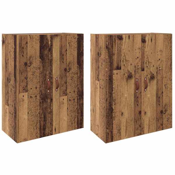 Seinale kinnitatav kapp 2 tk Vana puit 69,5 × 34 × 90 cm