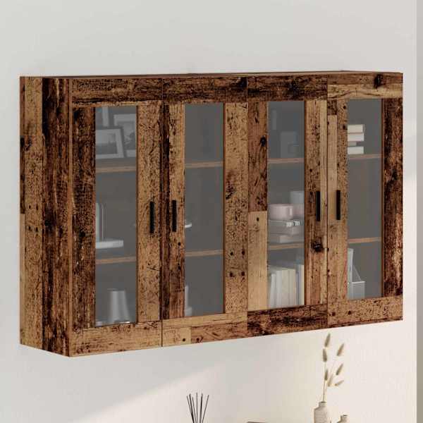 Seinale kinnitatud kapid 2 tk Vana puit 69,5 × 34 × 90 cm