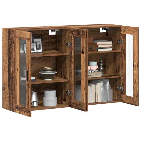 Seinale kinnitatud kapid 2 tk Vana puit 69,5 × 34 × 90 cm