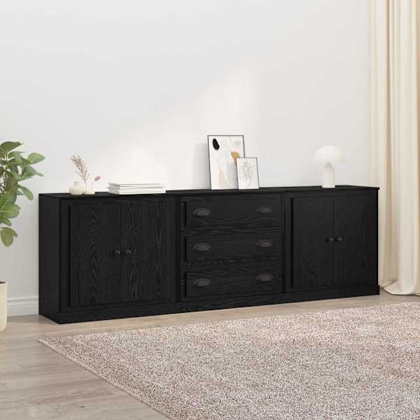 Kappide külgedel 3 tk Must tamm 210 × 35,5 × 67,5 cm Tehispuit