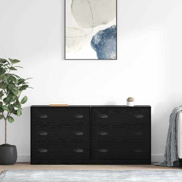 Kappide külgedel 2 tk Must tamm 70 × 35,5 × 67,5 cm Tehispuit