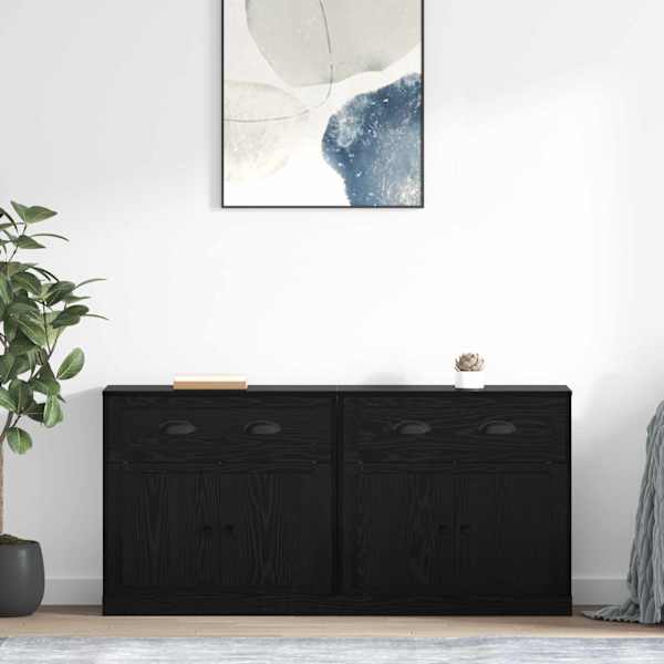 Kappide külgedel 2 tk Must tamm 70 × 35,5 × 67,5 cm Tehispuit