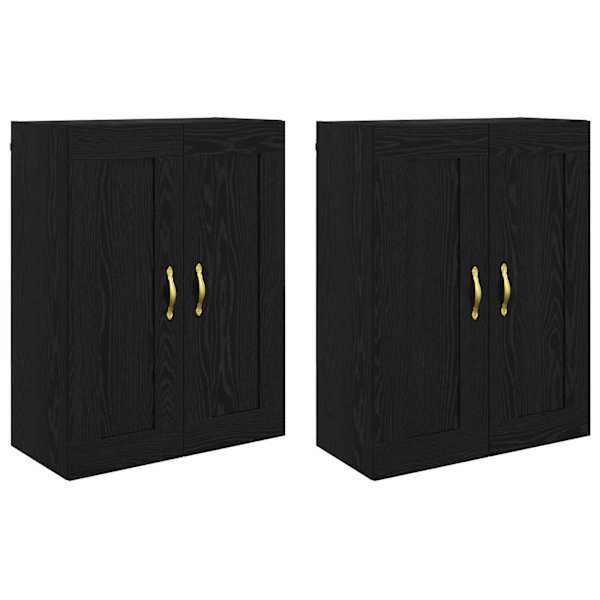Seinale kinnitatav kapp 2 tk Must tamm 69,5 × 34 × 90 cm