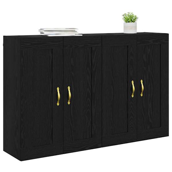Seinale kinnitatav kapp 2 tk Must tamm 69,5 × 34 × 90 cm