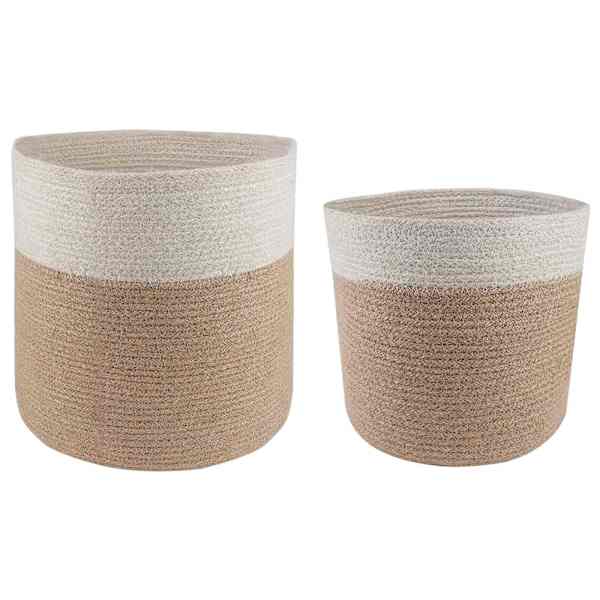 Lillepott 28 × 28 cm, 100% tossa džuut – naturaalne ja valge – 2 tk